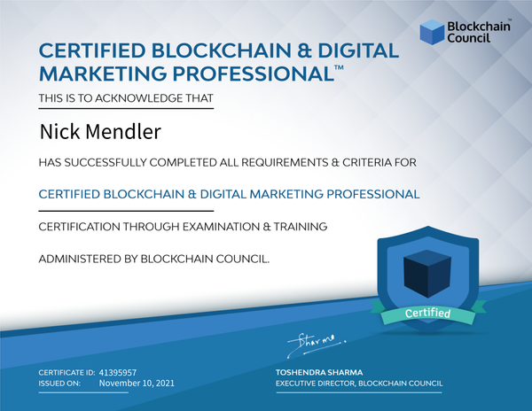 Certified Blockchain Marketing Expert Certificate