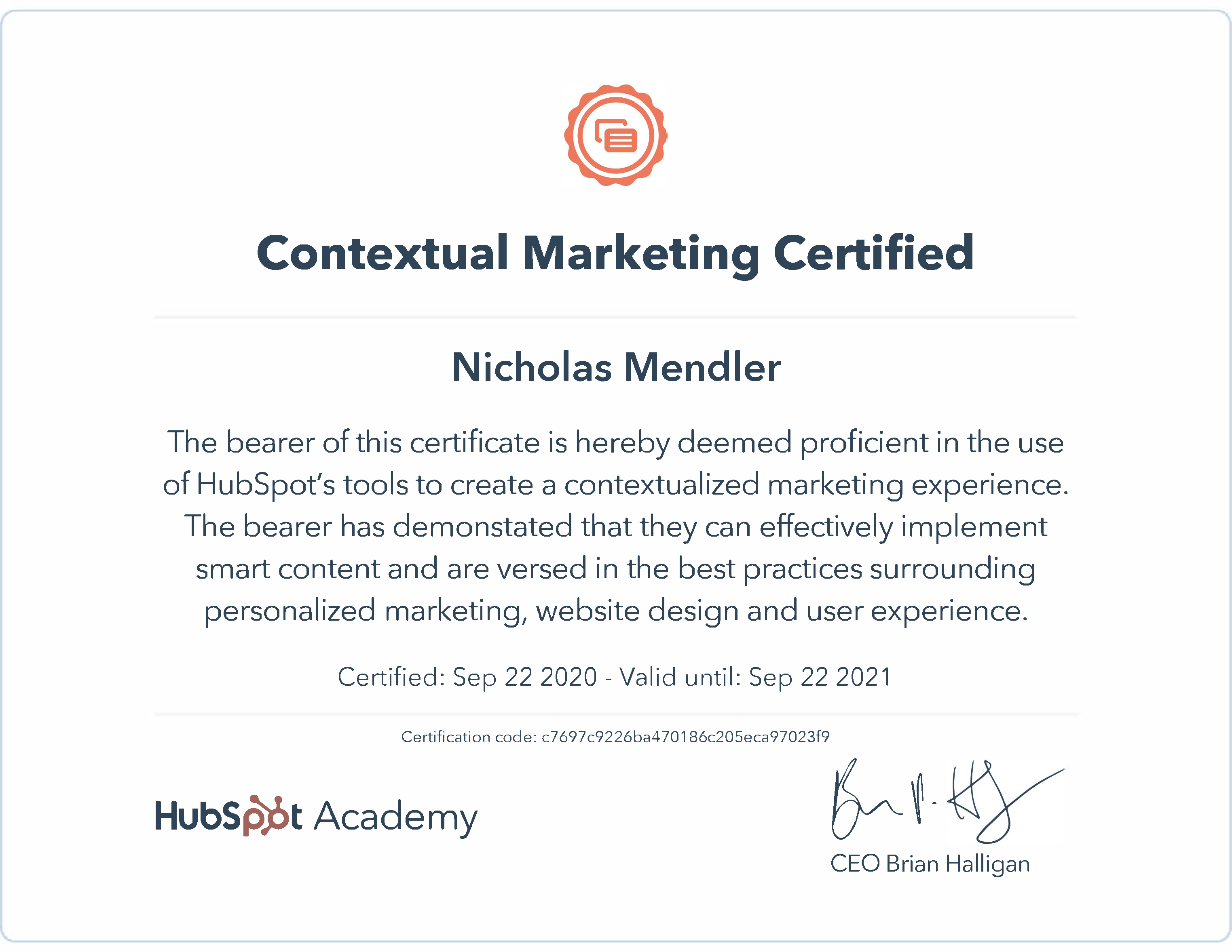 HubSpot Contextual Marketing Certified
